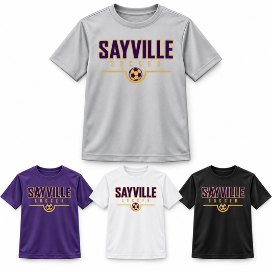 Sayville Soccer Youth Performance Jersey Tee — silver, purple, white and black color views