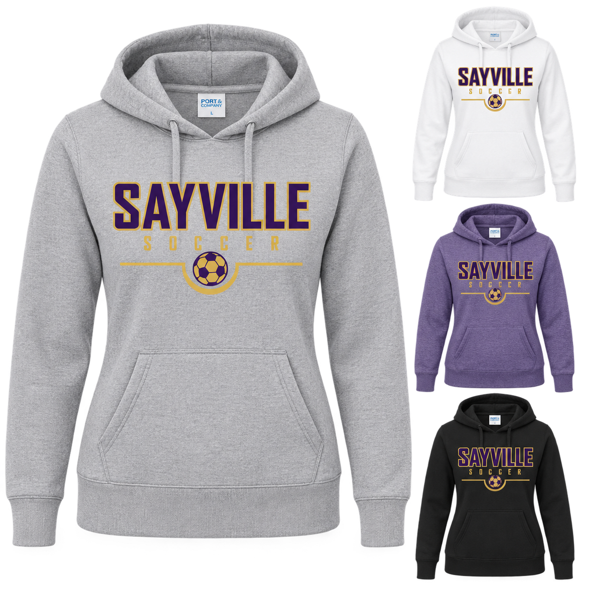 Sayville Soccer Women's Sideline Pullover Hoodie — available color views