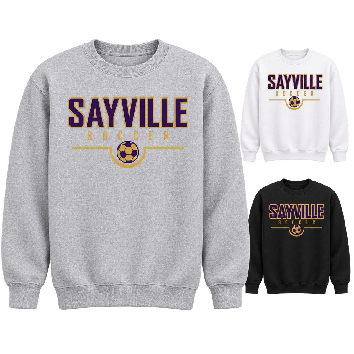 Sayville Soccer Youth Signature Crewneck Sweatshirt — available color views