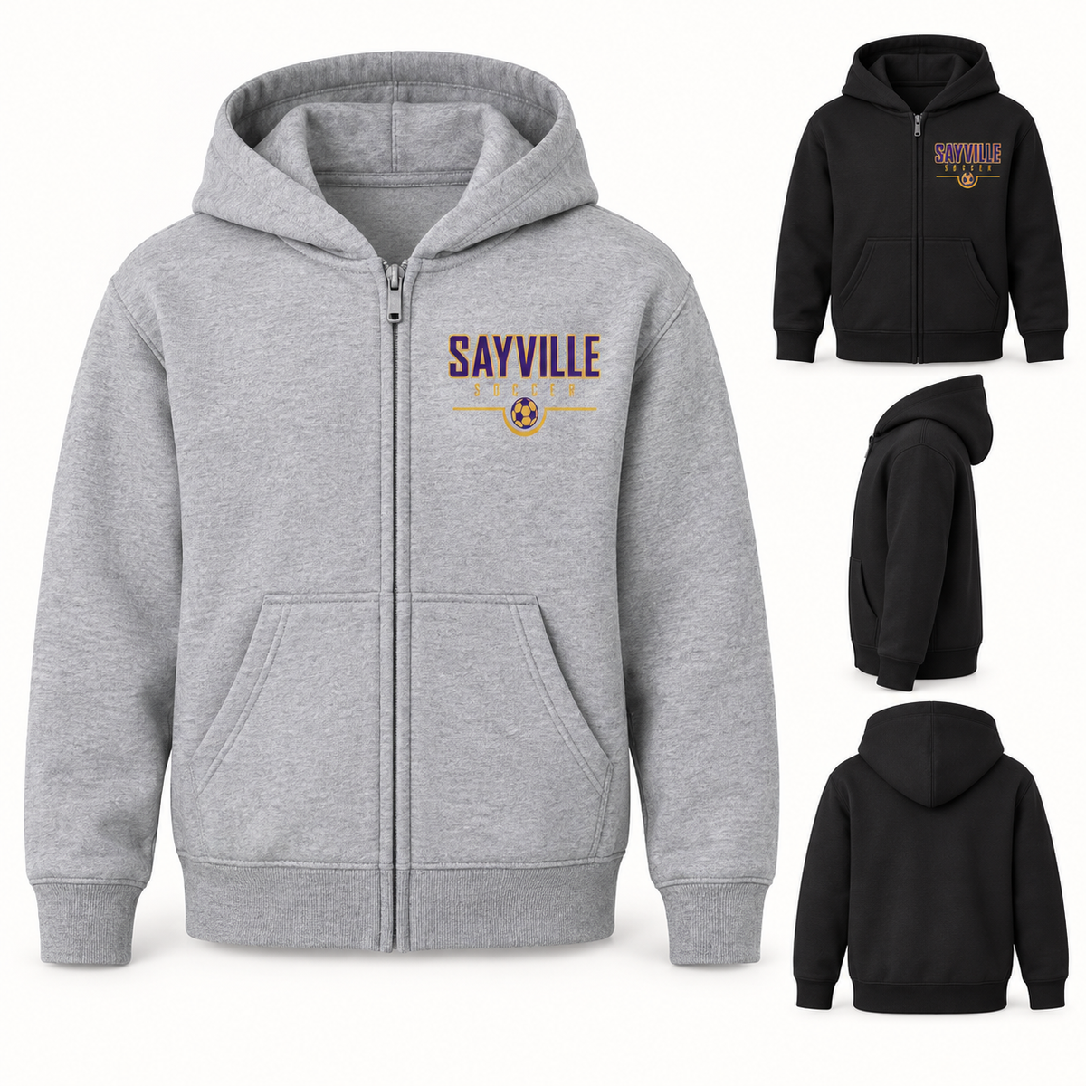 Sayville Soccer Youth Sideline Full-Zip Hoodie — available color views