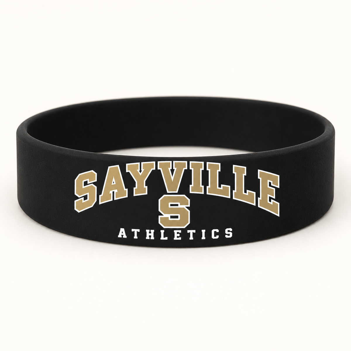 Sayville Varsity S Spirit Wristband in Black; General Spirit artwork
