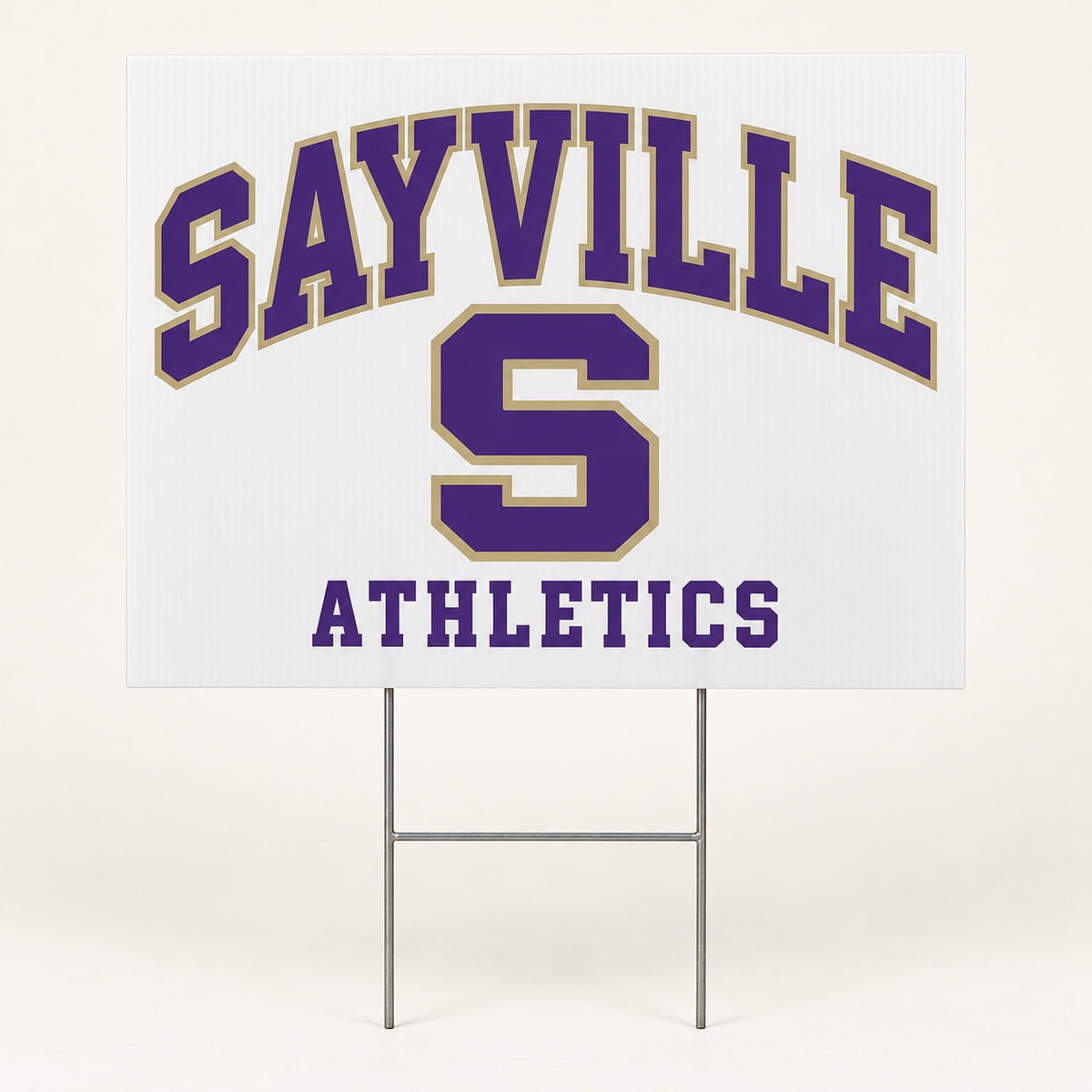 Sayville Varsity S 24 x 18 Yard Sign in White; General Spirit artwork