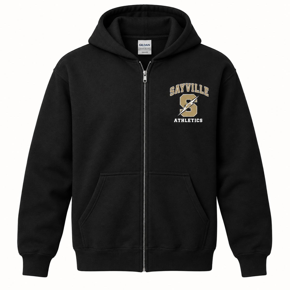 Sayville Lightning S youth full zip in Black, General Spirit artwork