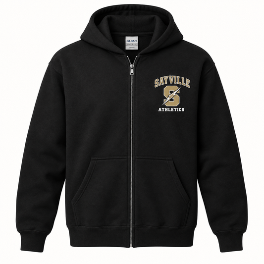 Sayville Lightning S youth full zip in Black, General Spirit artwork
