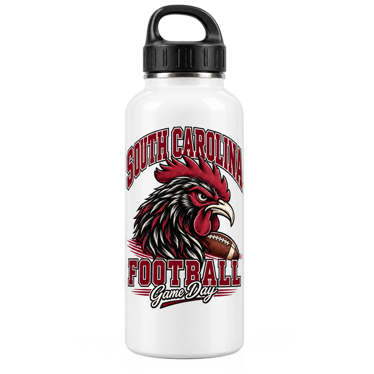 South Carolina Mascot Water Bottle — White