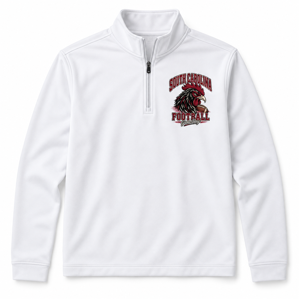 South Carolina Left-Chest Quarter-Zip Pullover in White