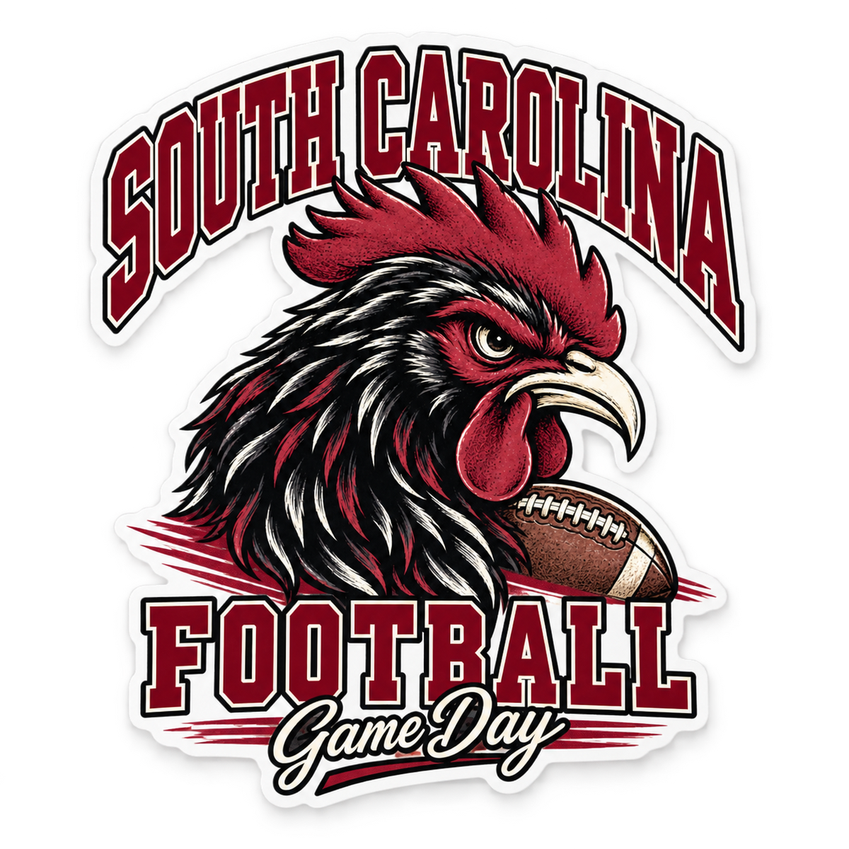 South Carolina Mascot Die-Cut Sticker — White