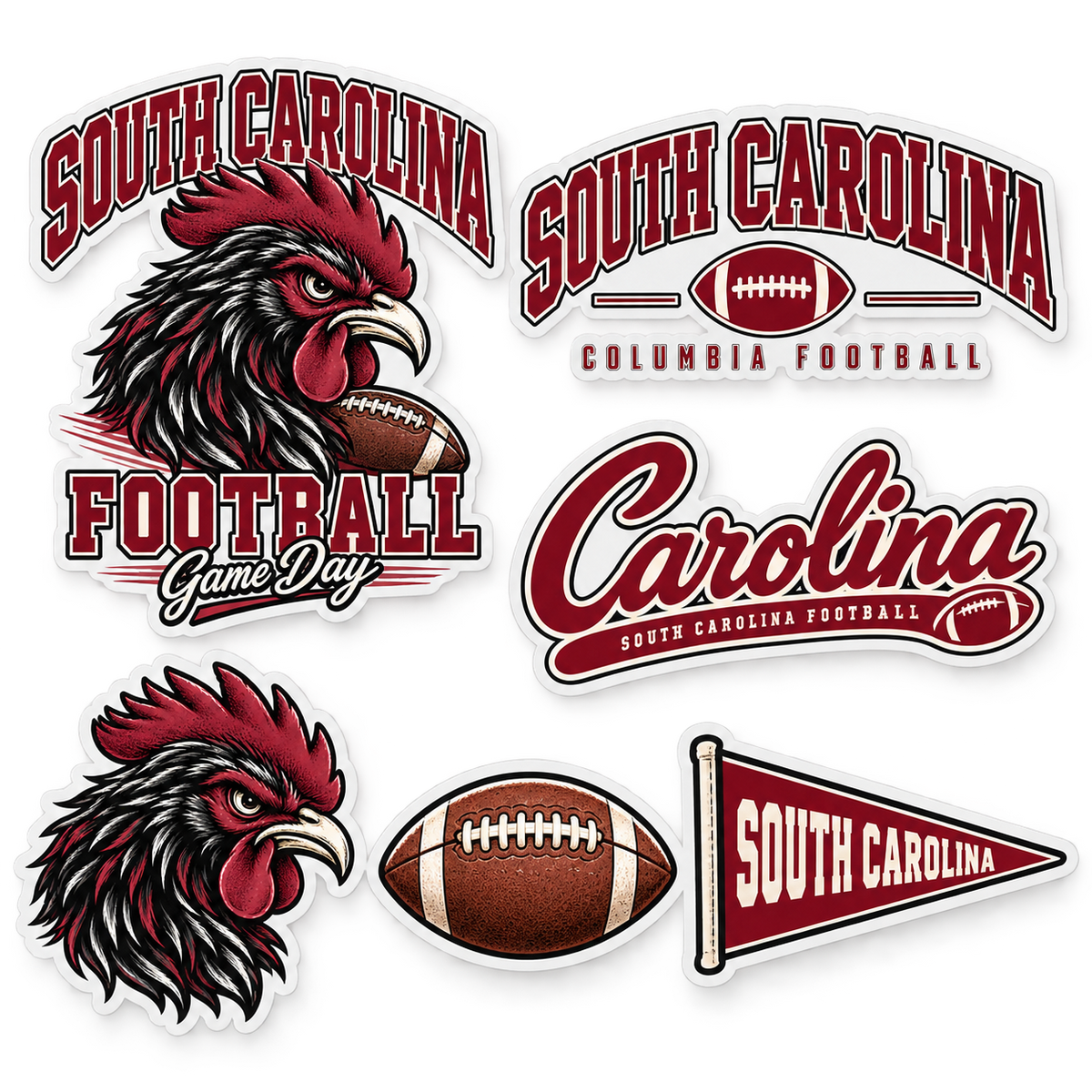 South Carolina Saturday Spirit 6-Piece Sticker Pack — Team Colors
