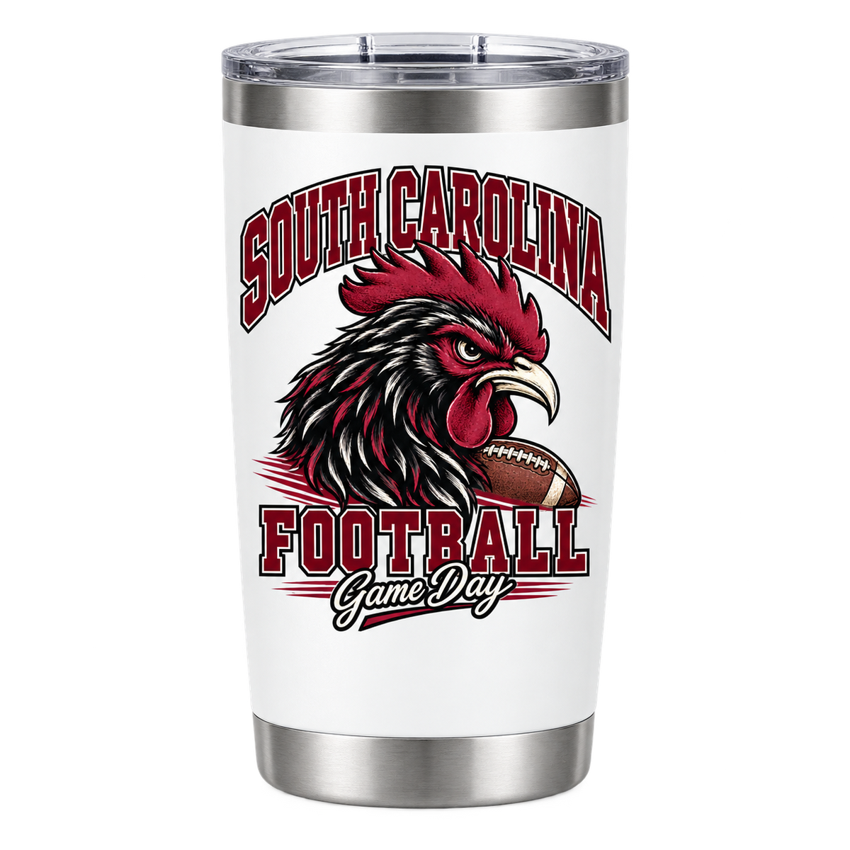 South Carolina Mascot Travel Tumbler — White