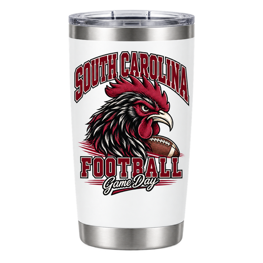South Carolina Mascot Travel Tumbler — White