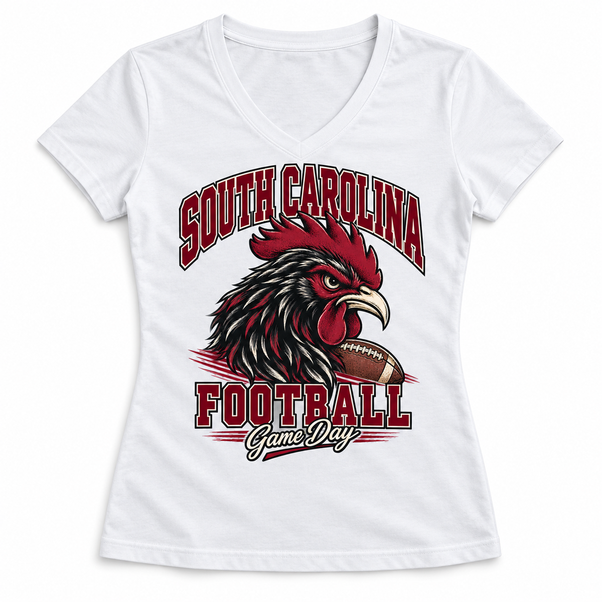 South Carolina Women's Mascot V-Neck T-Shirt in White