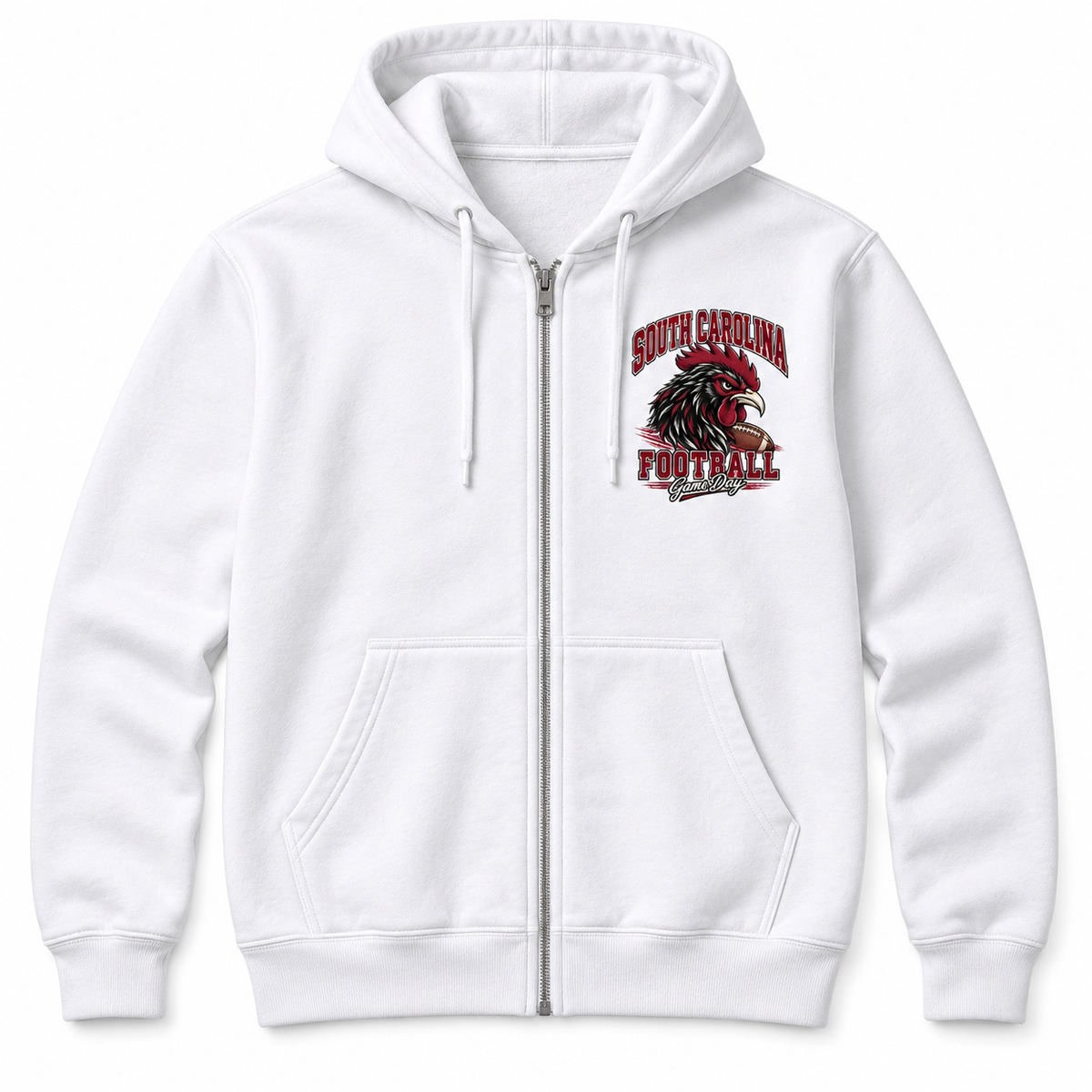 South Carolina Left-Chest Full-Zip Hoodie in White