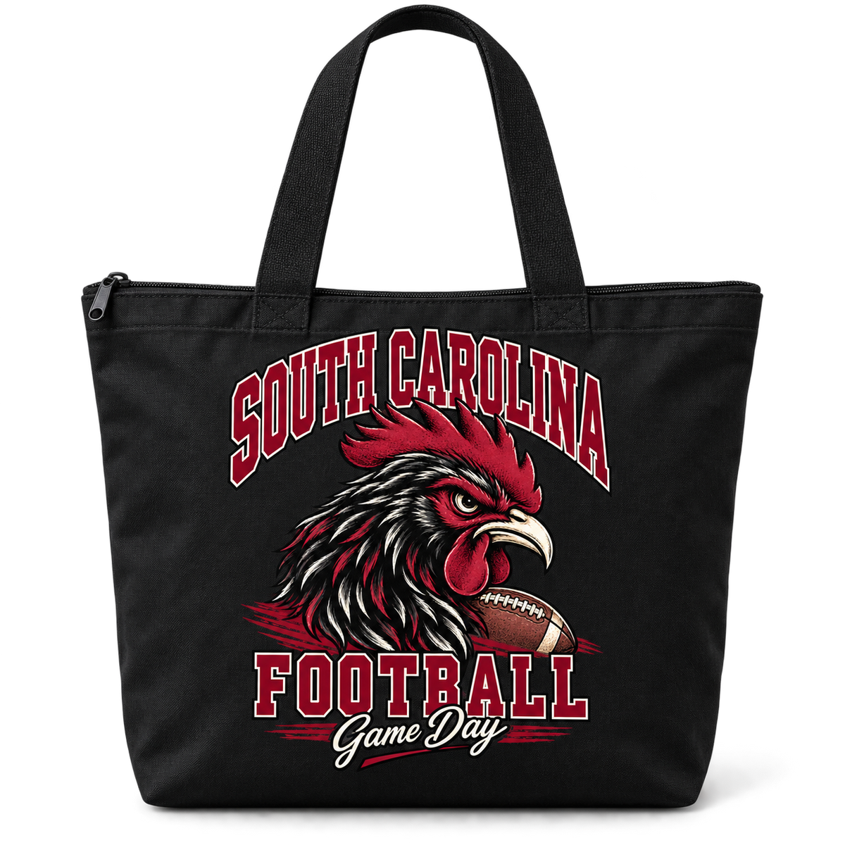 South Carolina Mascot Zippered Tote Bag — Black