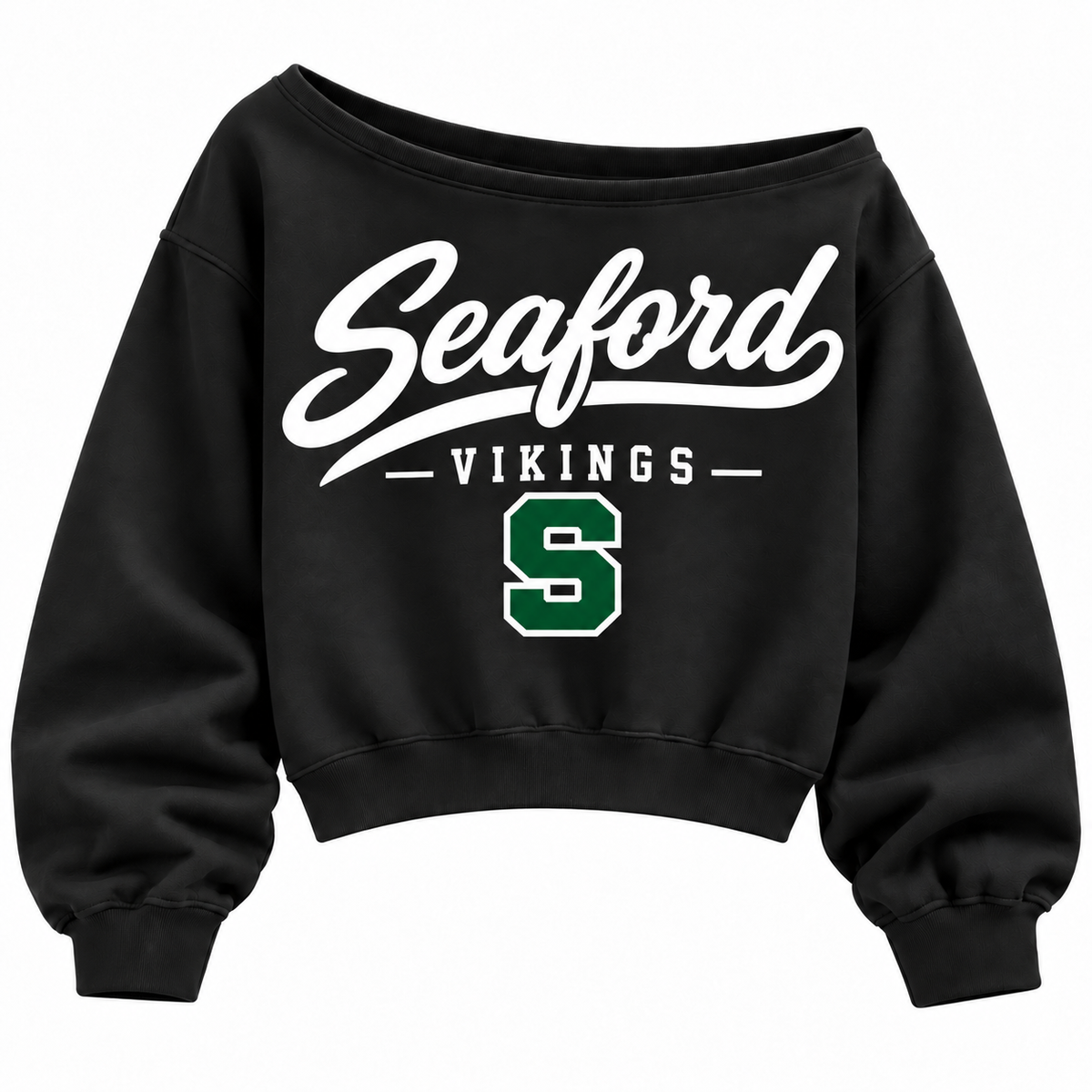 Seaford Vikings off-shoulder sweatshirt in black