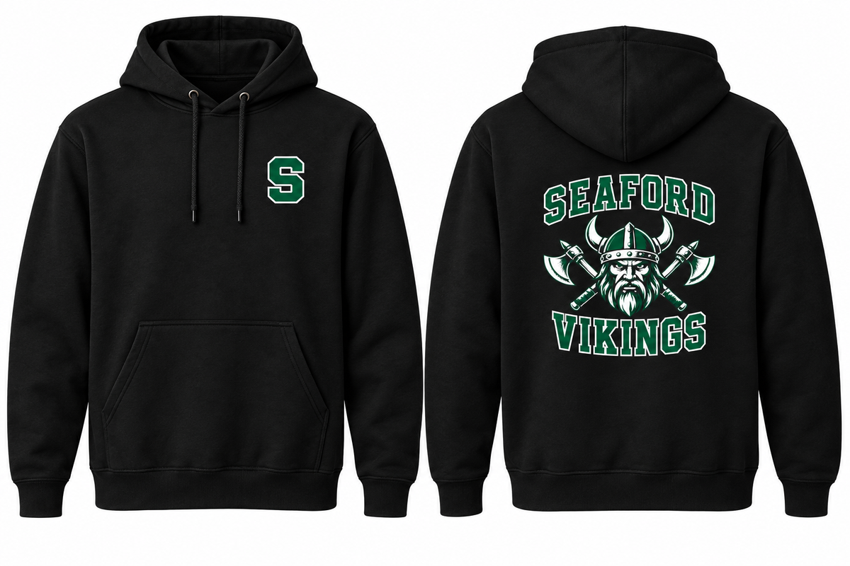 SEAFORD VIKINGS black hoodie front and back