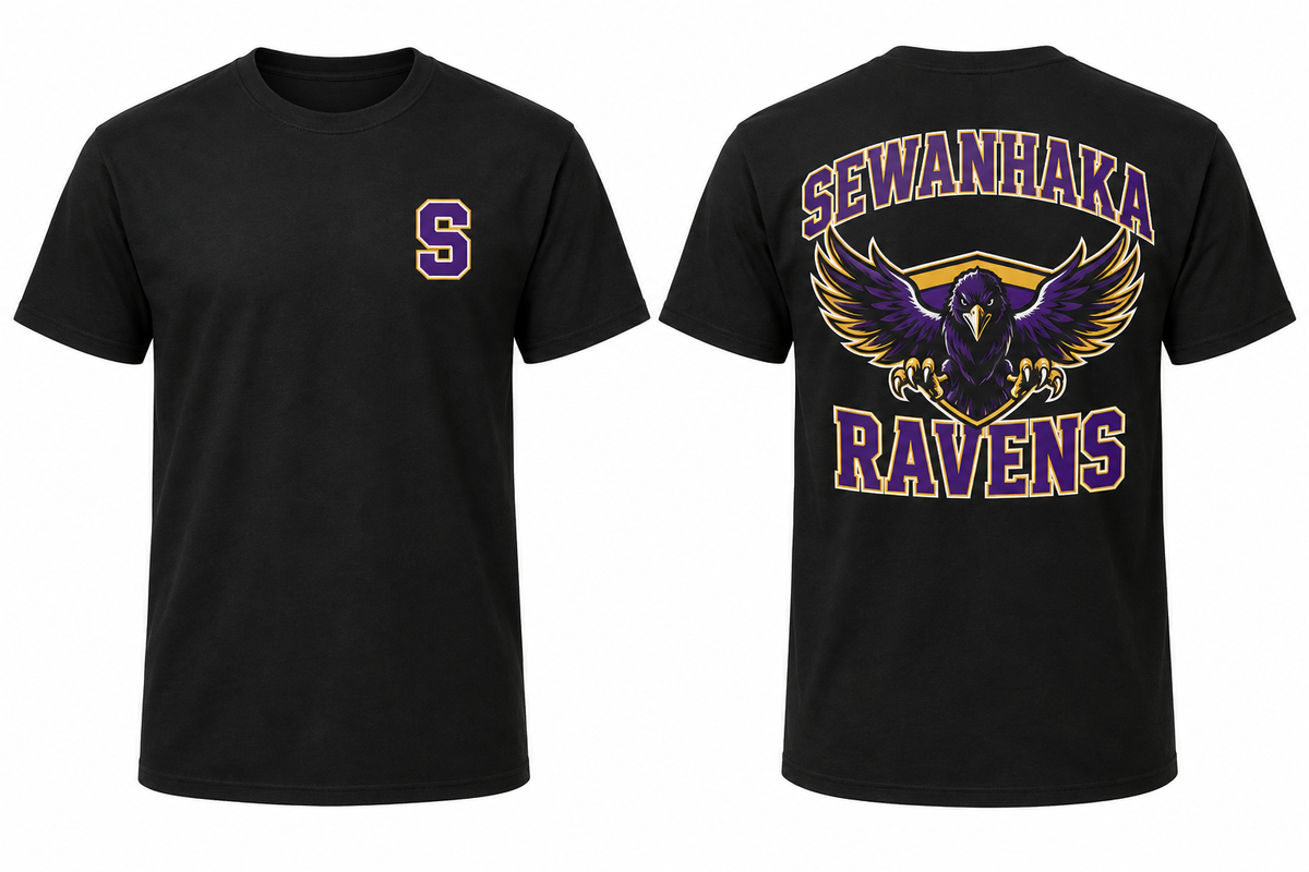 SEWANHAKA RAVENS black tee front and back