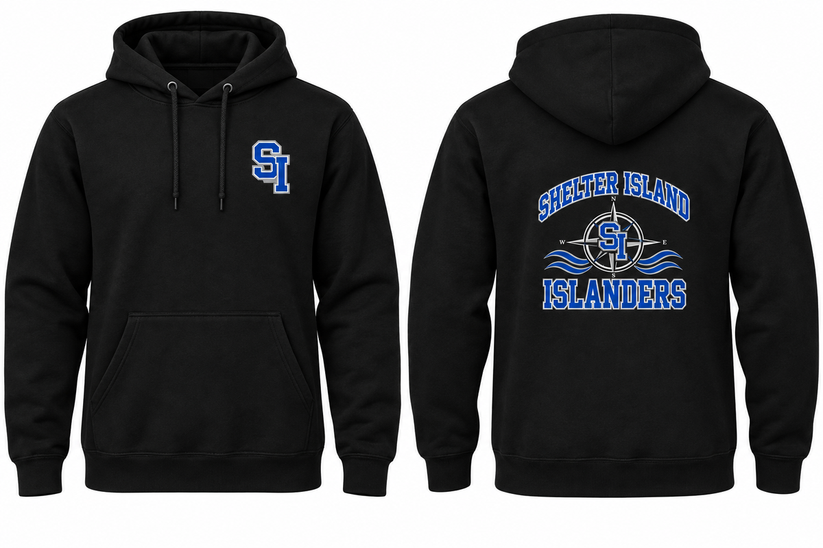 SHELTER ISLAND ISLANDERS black hoodie front and back