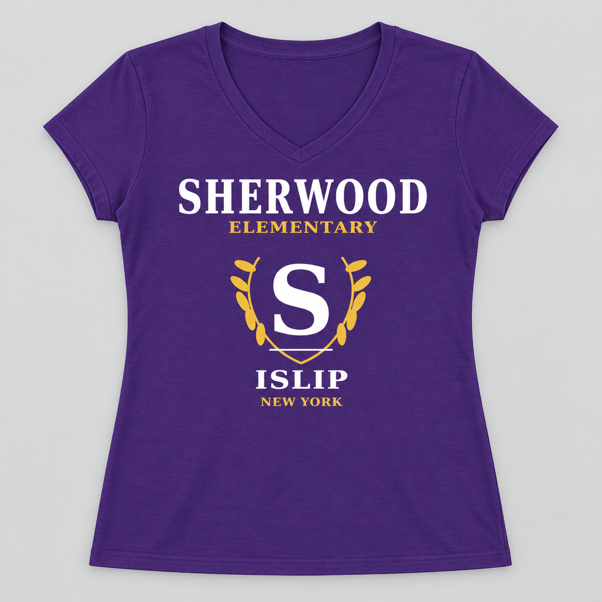 Purple Sherwood Elementary Heritage S Women's V-Neck Tee