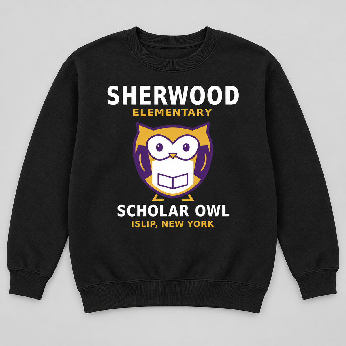 Black Sherwood Elementary Scholar Owl Youth Crewneck Sweatshirt