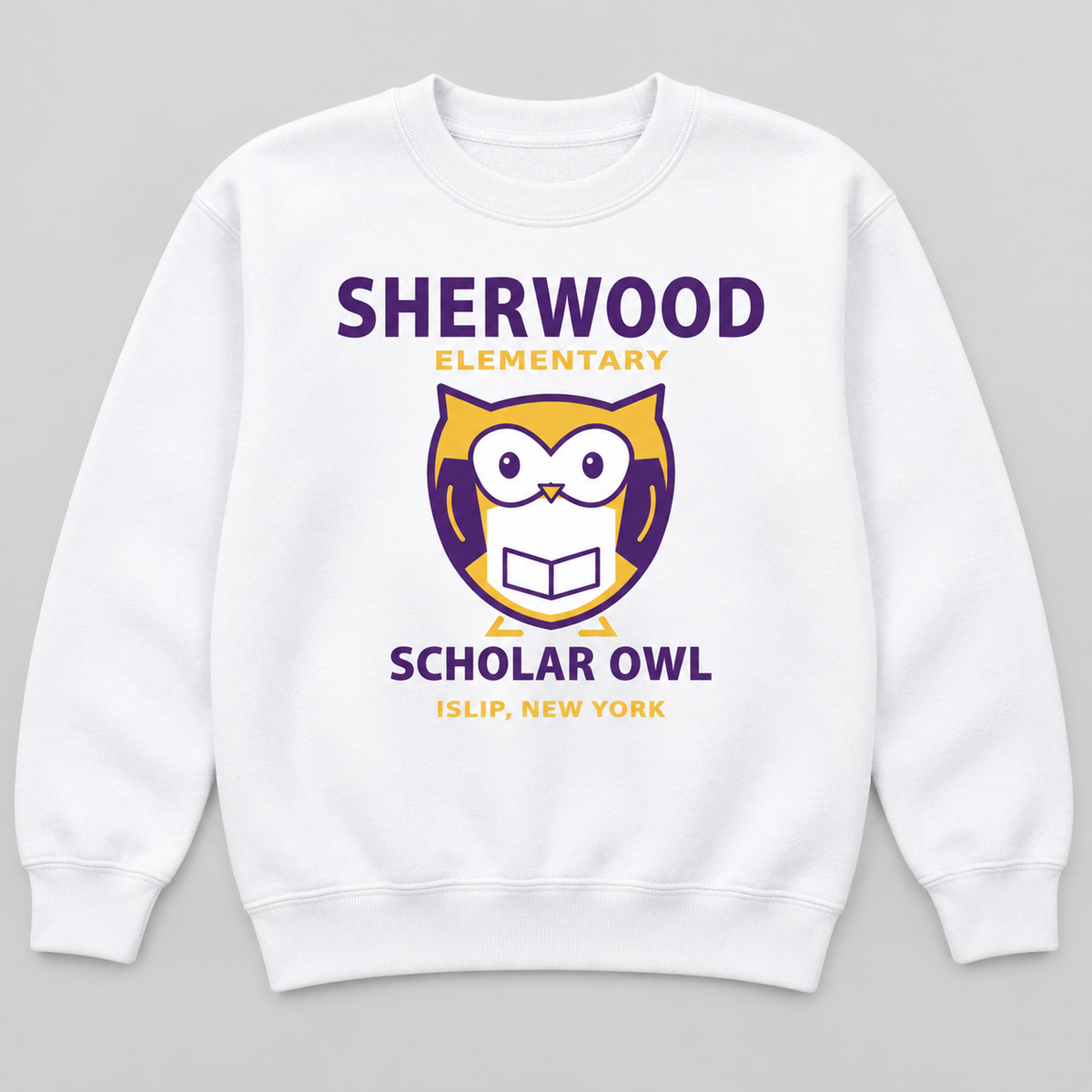 White Sherwood Elementary Scholar Owl Youth Crewneck Sweatshirt