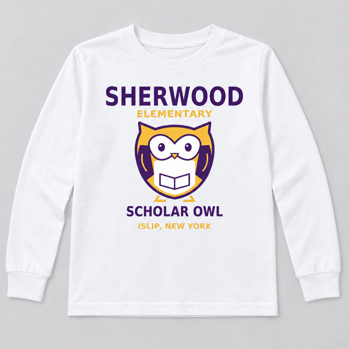 White Sherwood Elementary Scholar Owl Youth Long Sleeve Tee