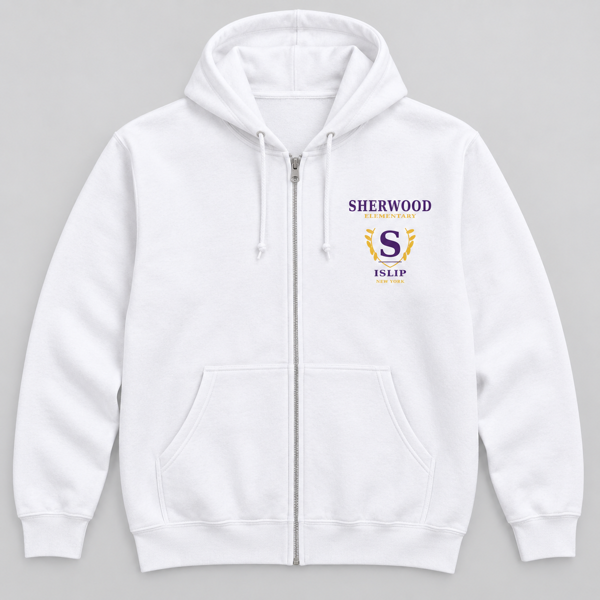 White Sherwood Elementary Heritage S Adult Zip Hoodie