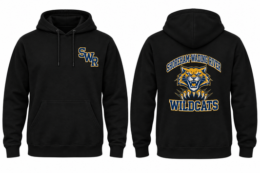 SHOREHAM-WADING RIVER WILDCATS black hoodie front and back