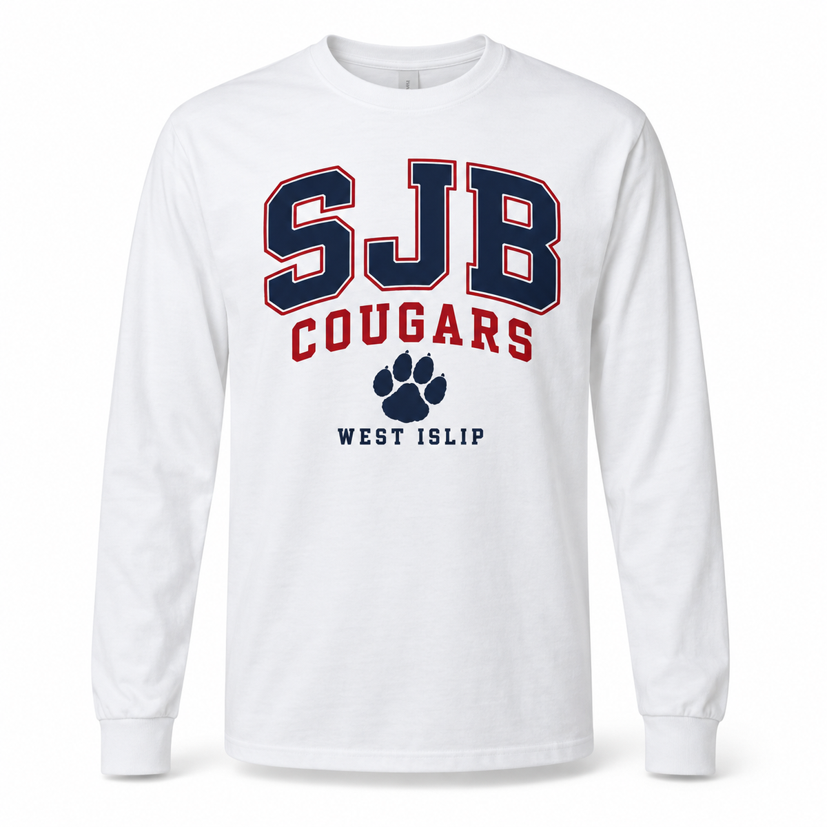 St John the Baptist Cougars Collegiate Long Sleeve Tee in White