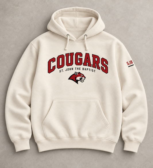 Adult Bone SJB Cougars varsity hoodie with chest and left sleeve prints