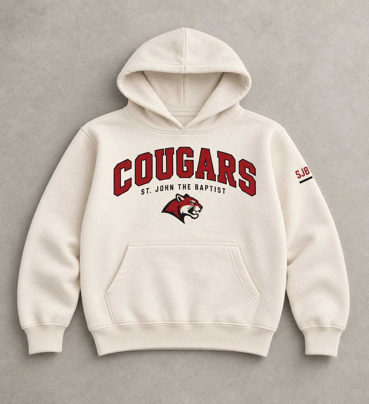 Youth Bone SJB Cougars varsity hoodie with no drawcord