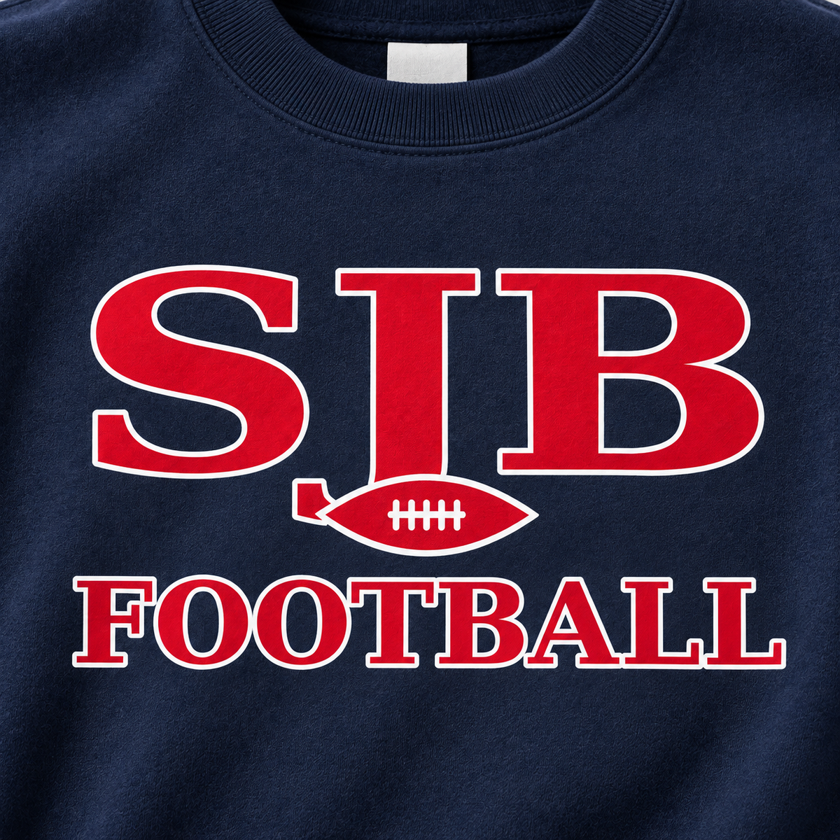 SJB Football red and white front print detail