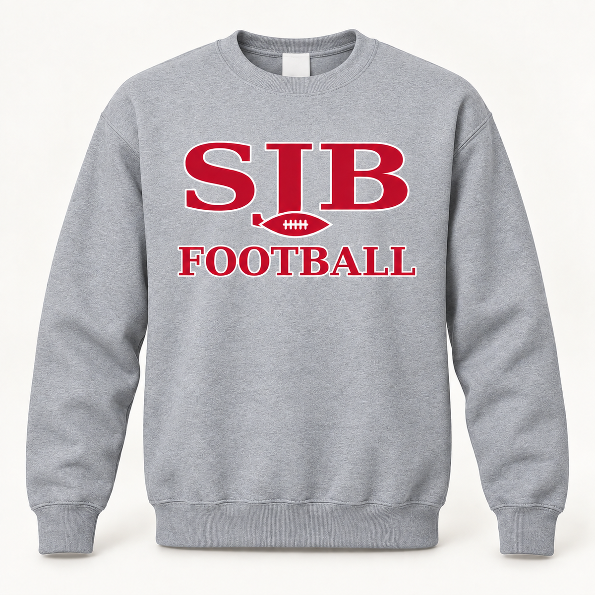 SJB Football Heritage Crewneck in Sport Grey, front view