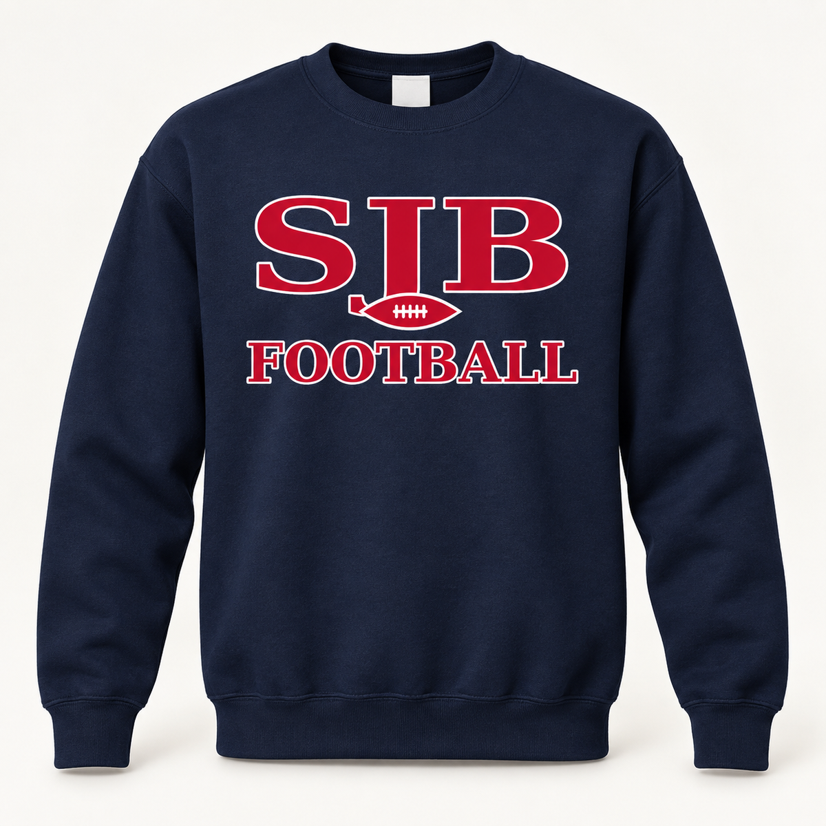 SJB Football Heritage Crewneck in navy, front view
