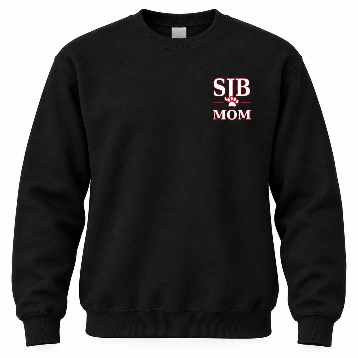 SJB Cougars Mom Heritage Crewneck in black, front view