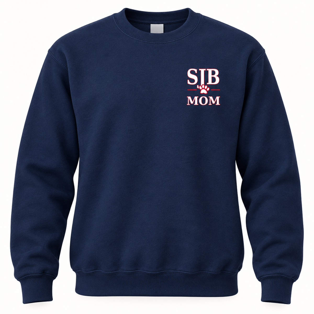 SJB Cougars Mom Heritage Crewneck in navy, front view