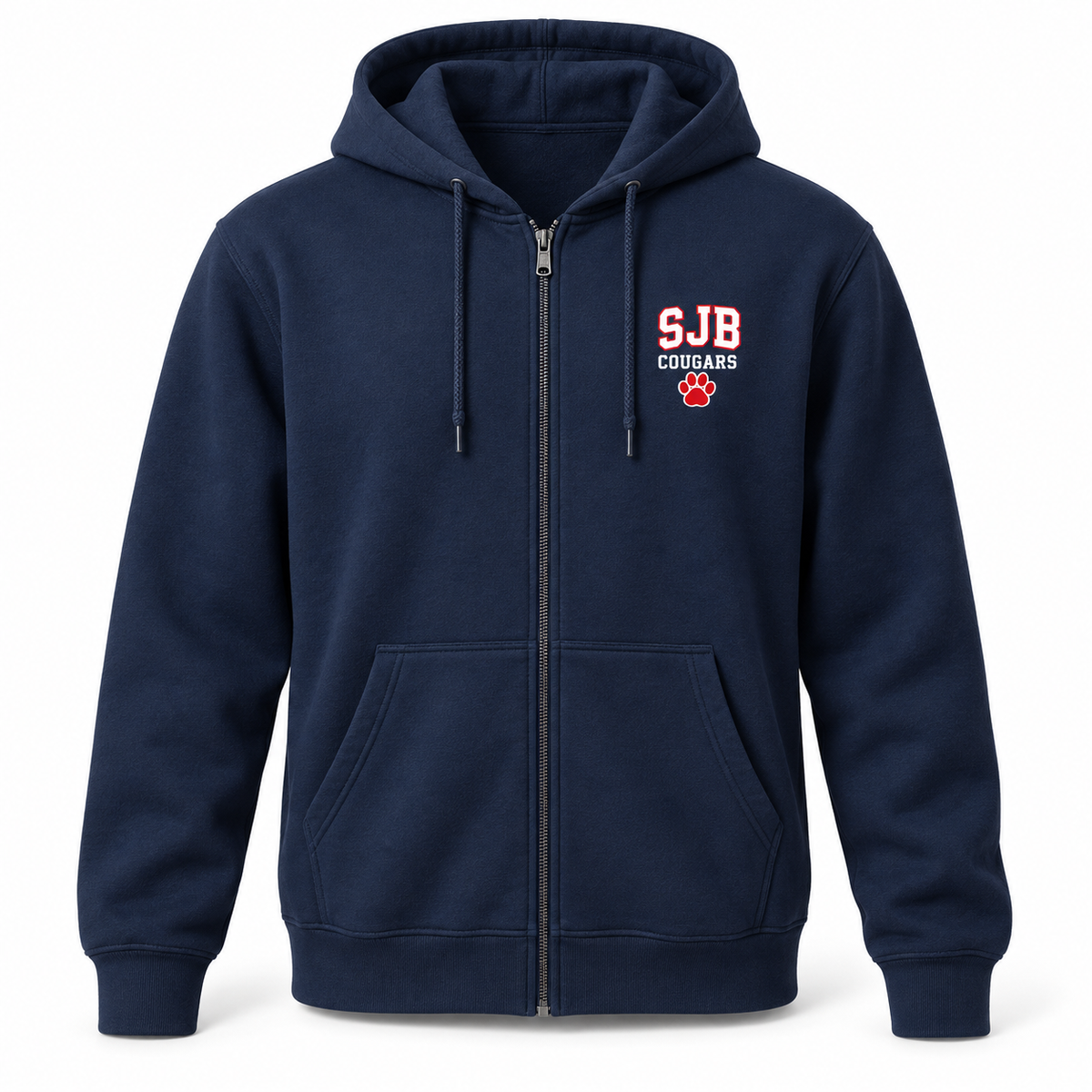 St John the Baptist Cougars Monogram Zip Hoodie in Navy