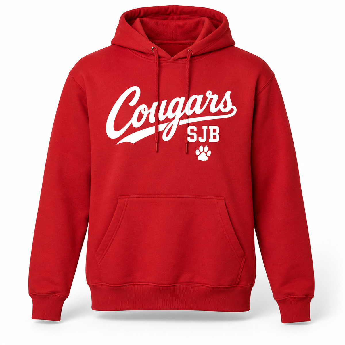 St John the Baptist Cougars Script Pullover Hoodie in Red