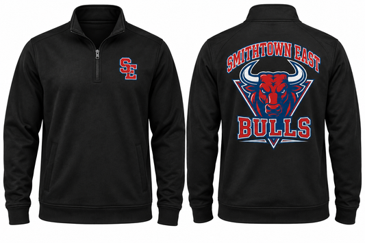 Smithtown East Varsity Quarter-Zip — Black front and back