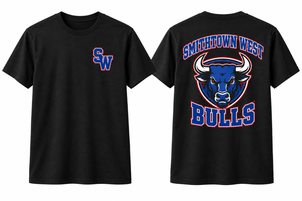SMITHTOWN WEST BULLS black tee front and back