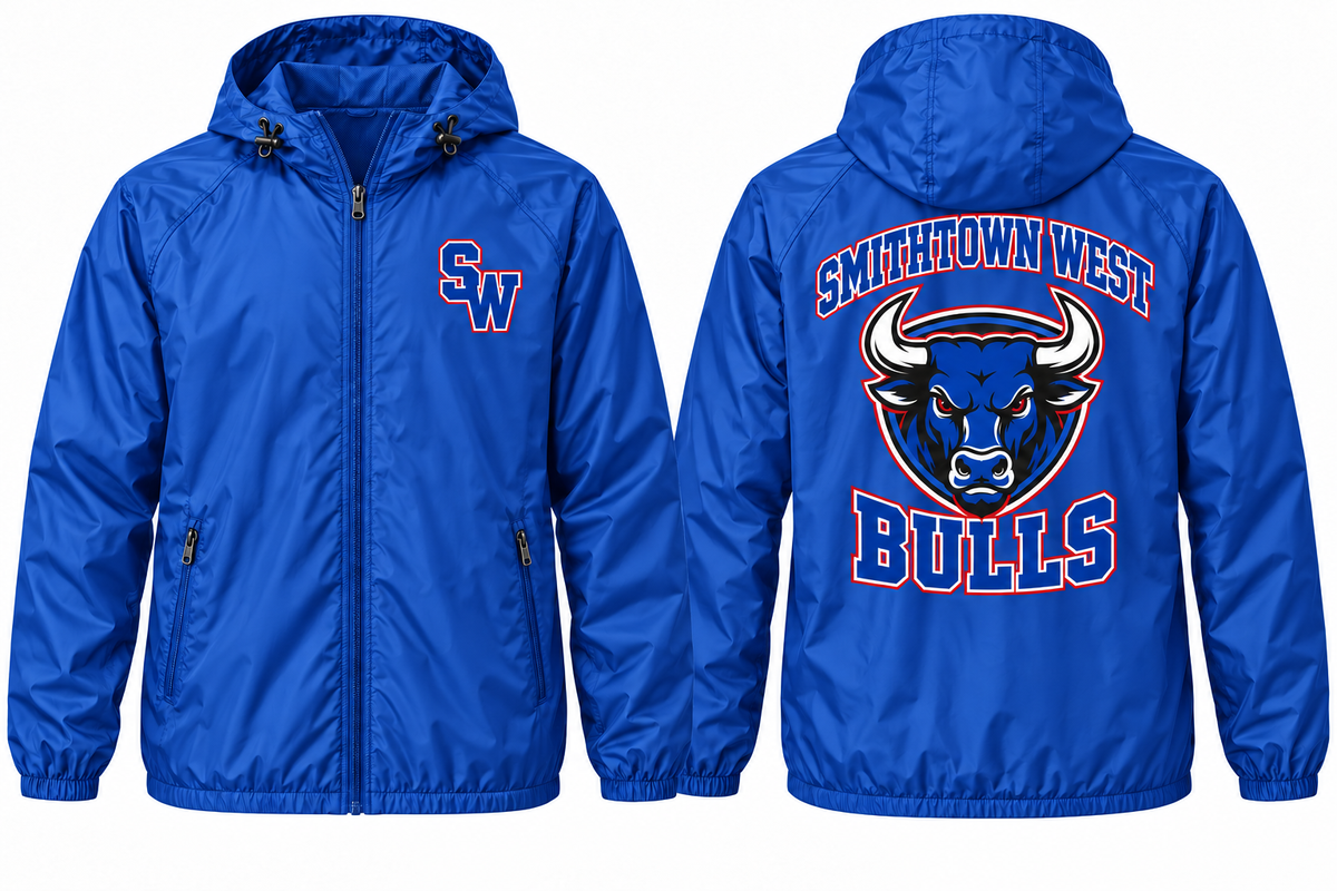 Smithtown West Varsity Windbreaker in Royal Blue