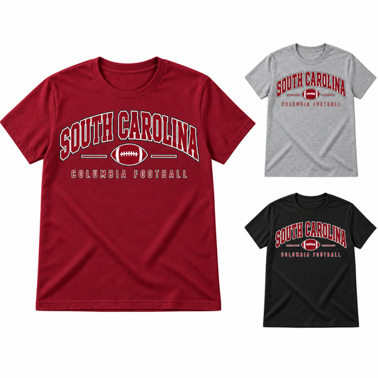 South Carolina Heritage Arch Football T-Shirt — left hero, stacked color variants