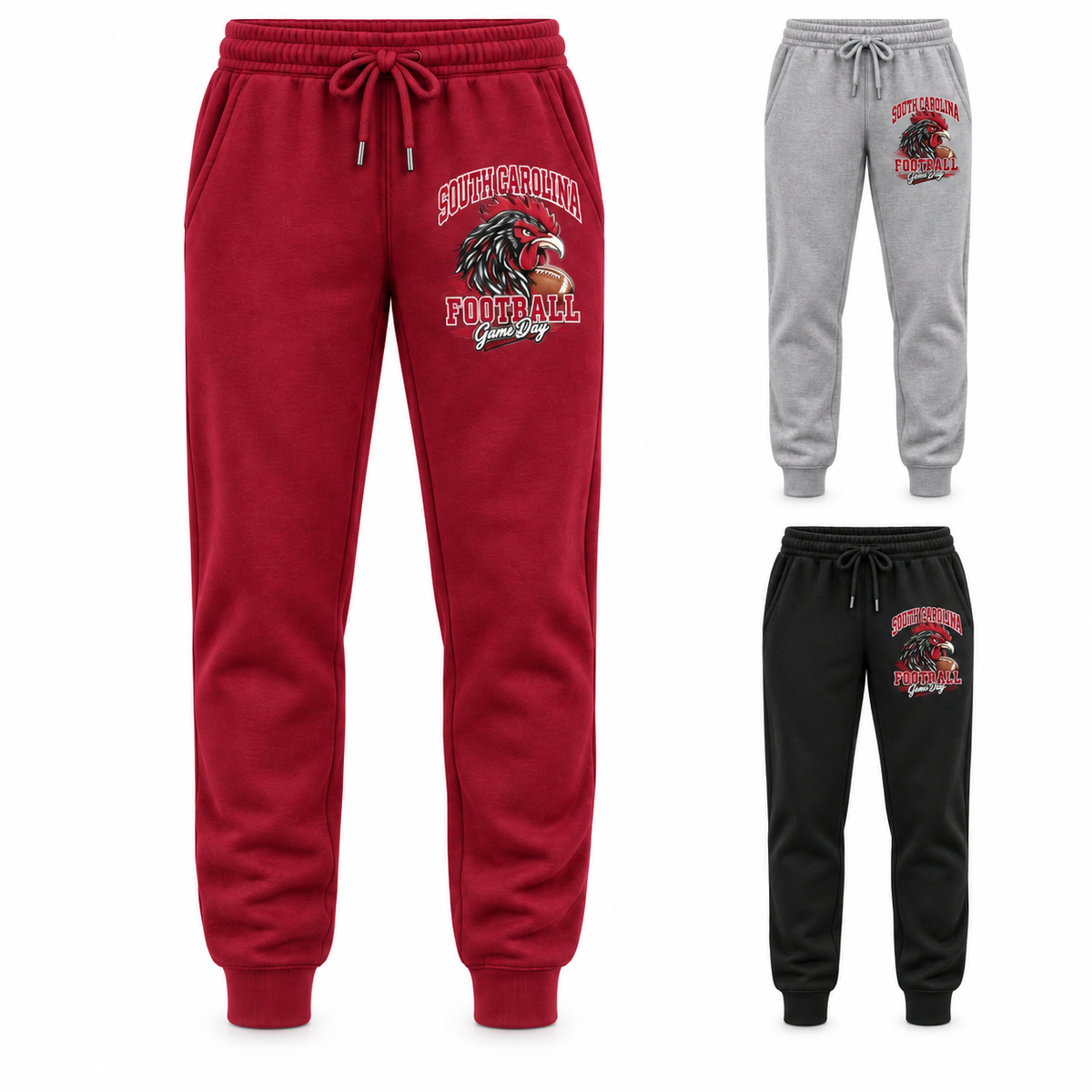 South Carolina Mascot Fleece Joggers — left hero, stacked color variants