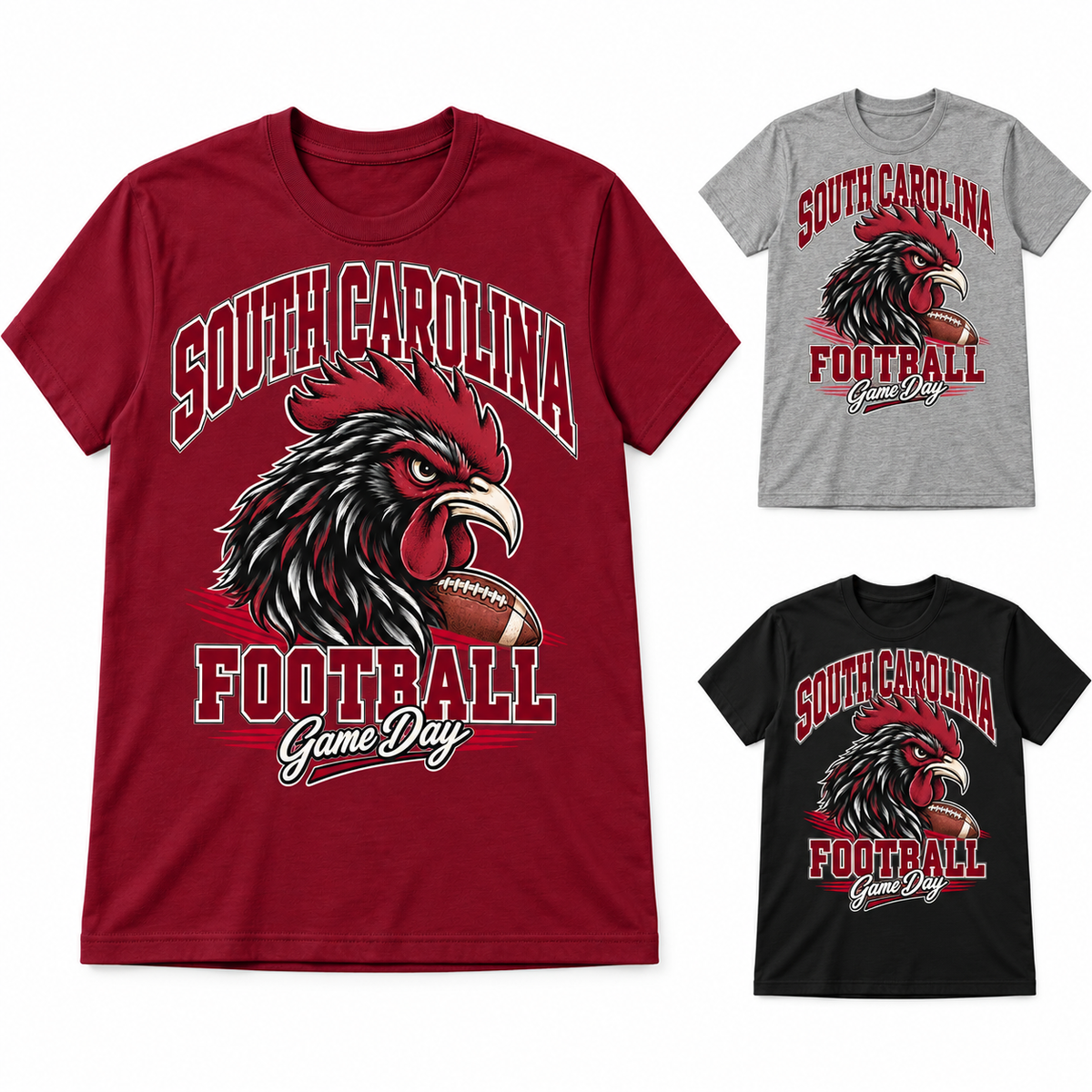 South Carolina Mascot Game Day T-Shirt — left hero, stacked color variants
