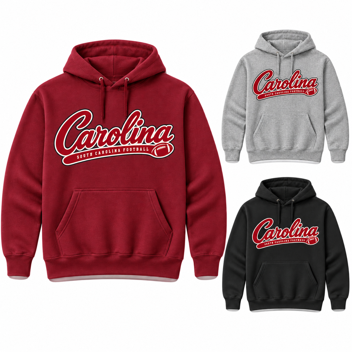 South Carolina Saturday Script Pullover Hoodie — left hero, stacked color variants