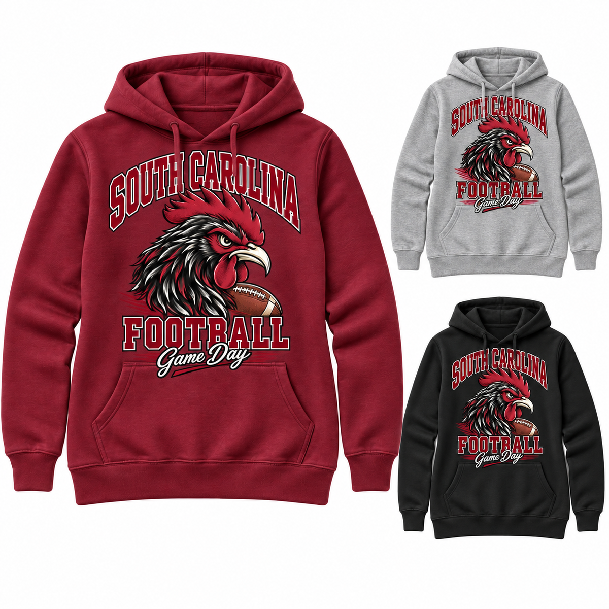 South Carolina Women's Mascot Pullover Hoodie — left hero, stacked color variants