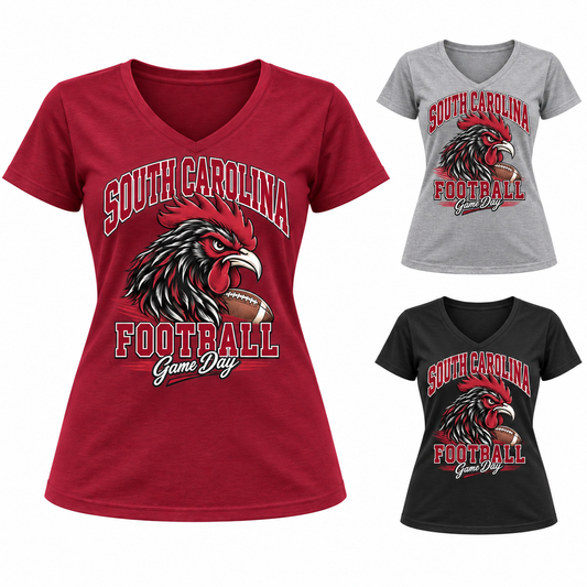 South Carolina Women's Mascot V-Neck T-Shirt — left hero, stacked color variants