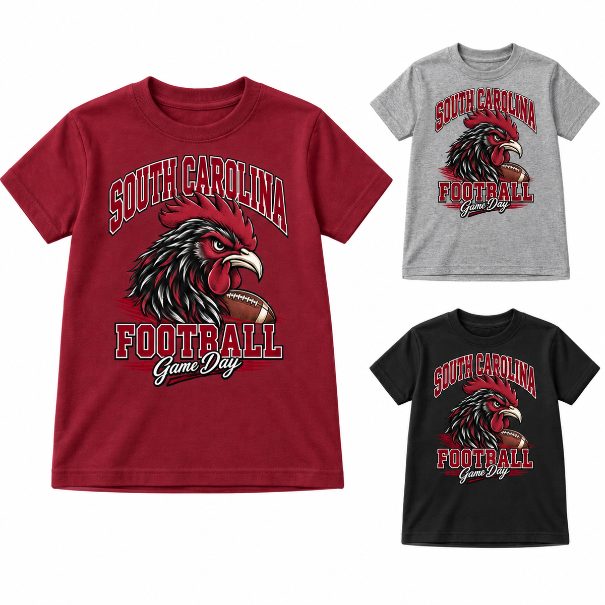 South Carolina Youth Mascot Game Day T-Shirt — left hero, stacked color variants