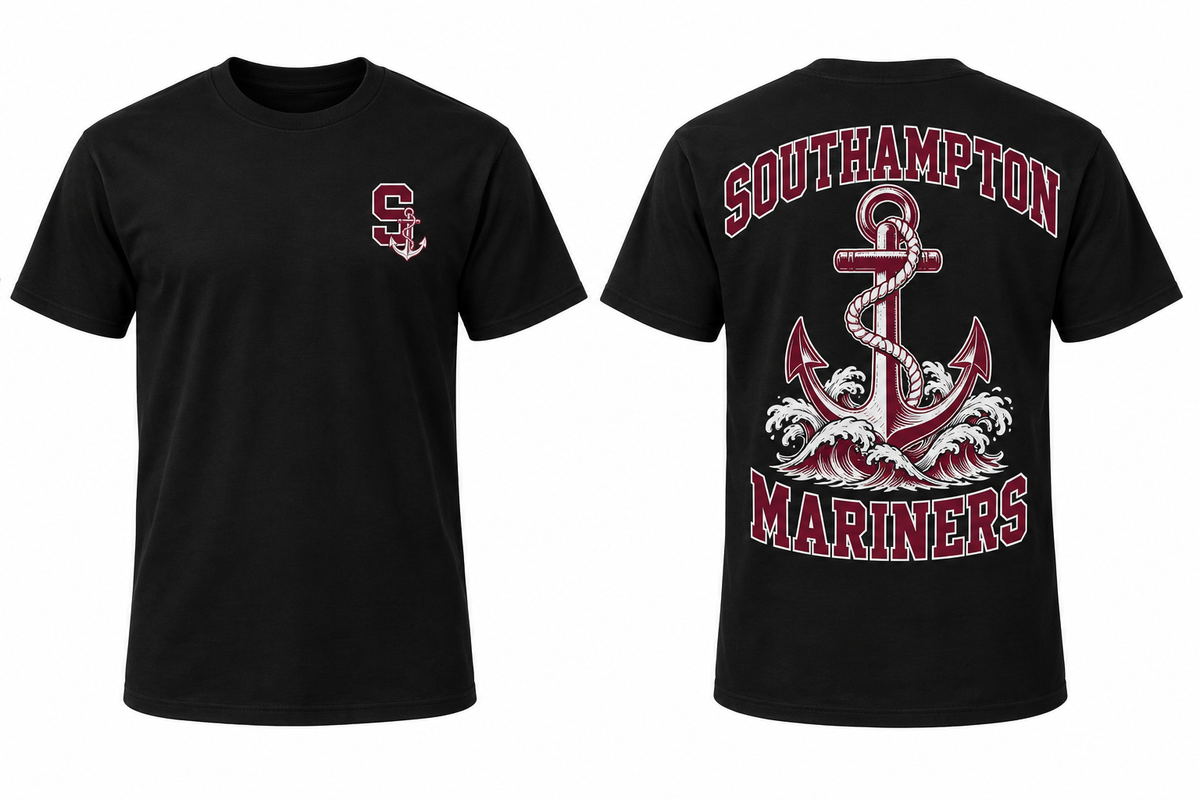Southampton Mariners black Tee front and back concept