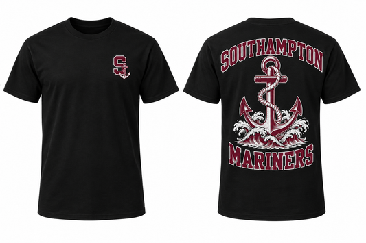 Southampton Mariners black Tee front and back concept