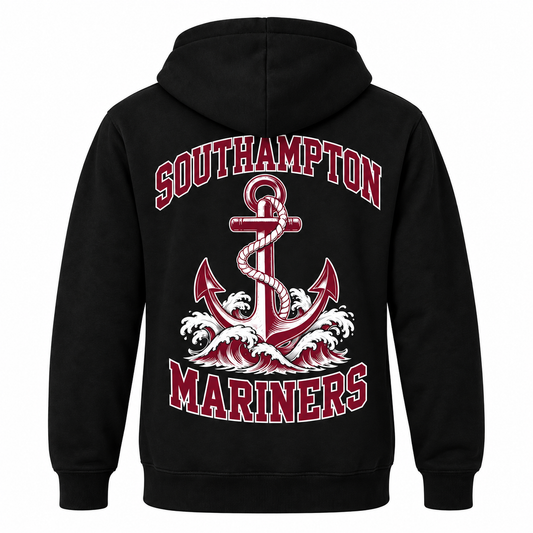 Southampton Mariners Varsity Hoodie — Black — single black garment back view